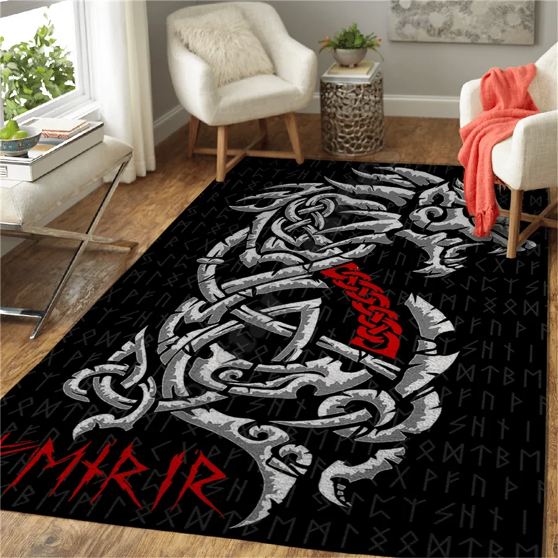 Viking Tattoo Dragon 3D All Over Printed Rug Mat Rugs Anti-slip Large Rug Carpet Home Decoration