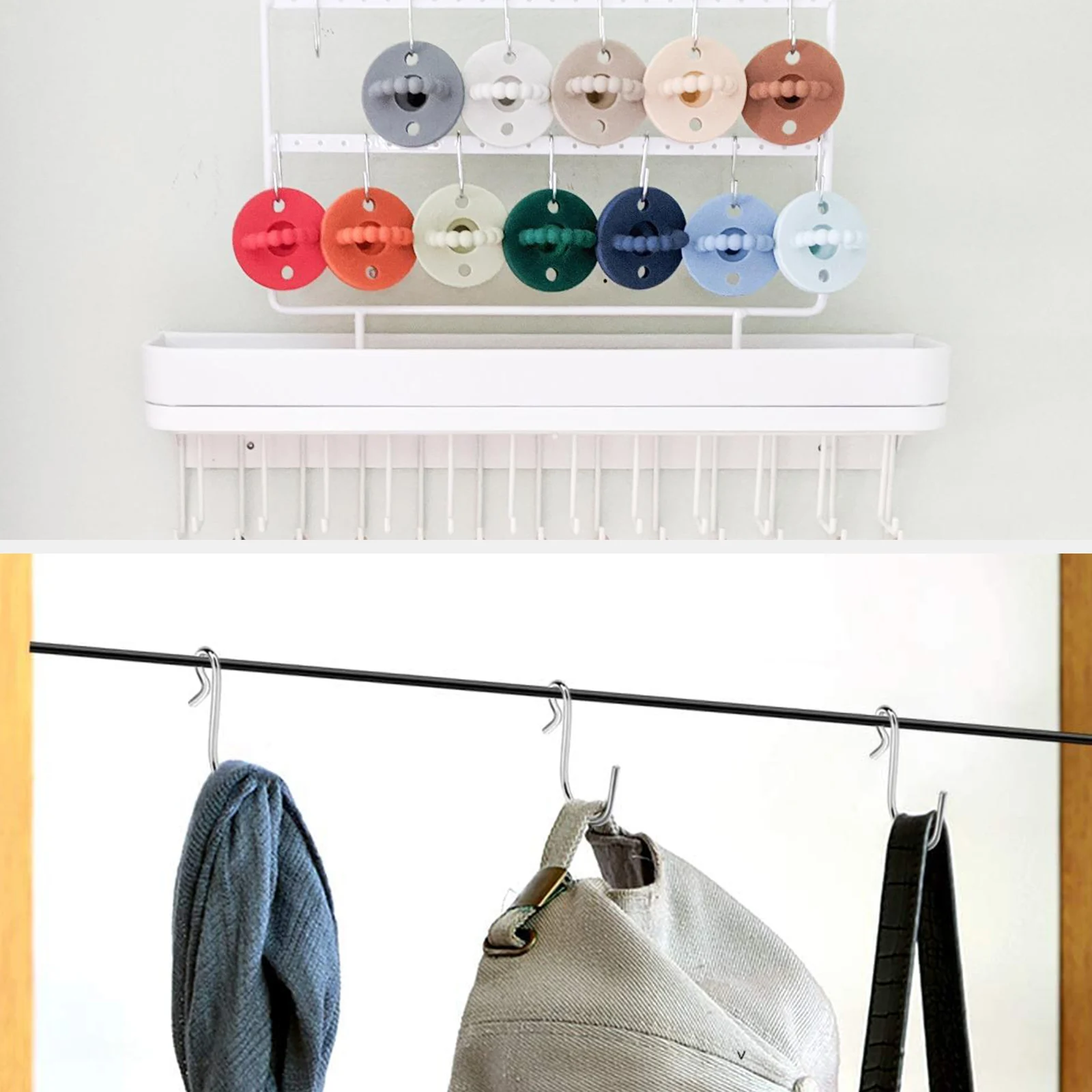 50pcs/set 39*30mm S Shape Metal Hanger Kitchen Organizer Bathroom Storage Rack Hanging Hook Crafts Tools Key Mask Space-saving