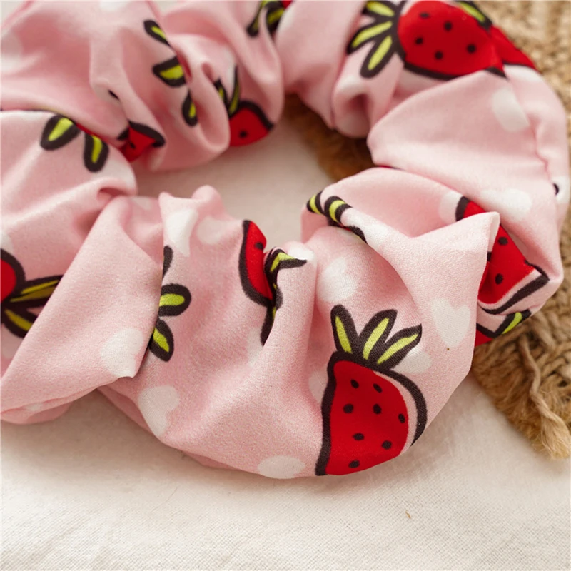 Women Fruit Print Hair Ties Scrunchies Girls Ponytail Hair Holder Rope Bands Fashion Cute Hair Accessories Rubber Bands Headwear