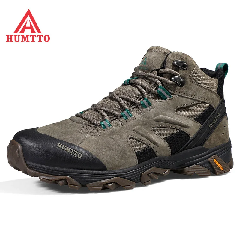 HUMTTO-botas impermeables de escalada para hombre, zapatos profesionales de senderismo al aire libre, de cuero genuino, para montaña