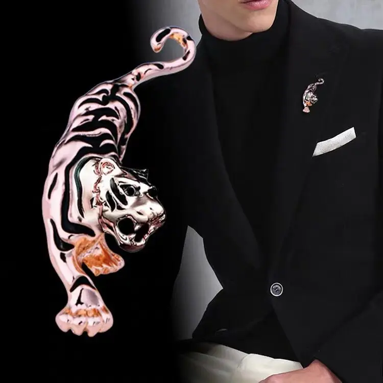 브로치 칼라 핀 남성 정장 셔츠, 동물 호랑이 크리스탈 브로치 칼라 핀, 최고급 고품질 유행 클래식 유니섹스 선물
