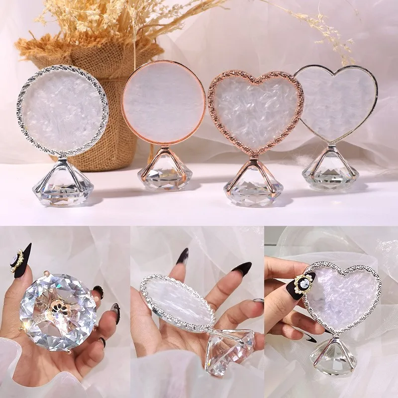 1PC Nail Art Plate Display Stand Diamond Decoration Golden Rim Agate Palette Nail Polish Gel Display Photo Props Showing Tools