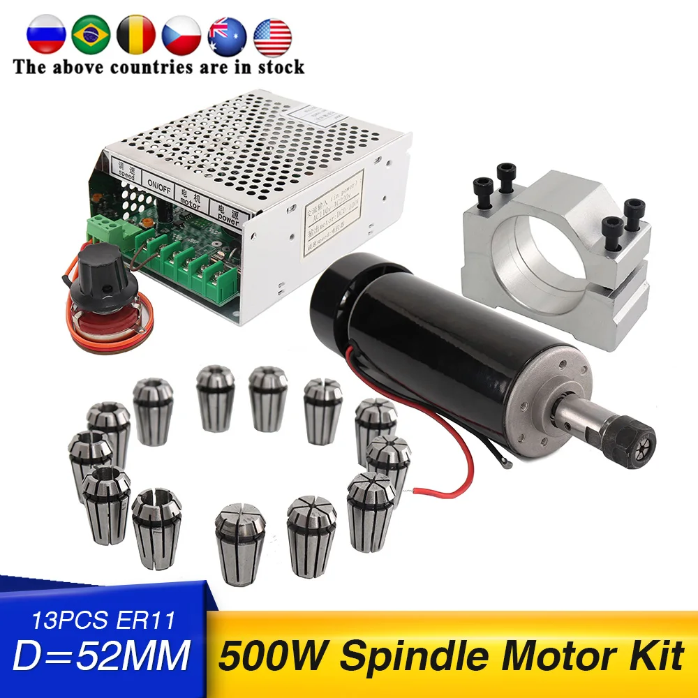 DIY CNC power governor ER11 chuck + 500W air-cooled spindle motor 0.5K For 3D Printer Monitor Equipment