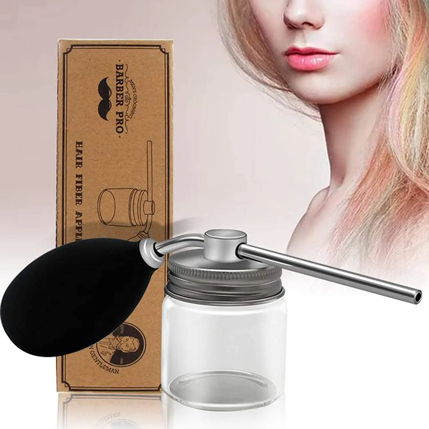 Refillable Hair Salon Powder Spray Bottle Barber Hair Fiber Applicator Glass Talcum Powder Container Hairstyling Supplies