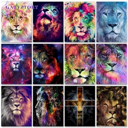 GATYZTORY Animals Paint By Number Canvas Painting Kits Handpainted Gift DIY Oil Painting By Numbers Lion Pictures Home Decor Art