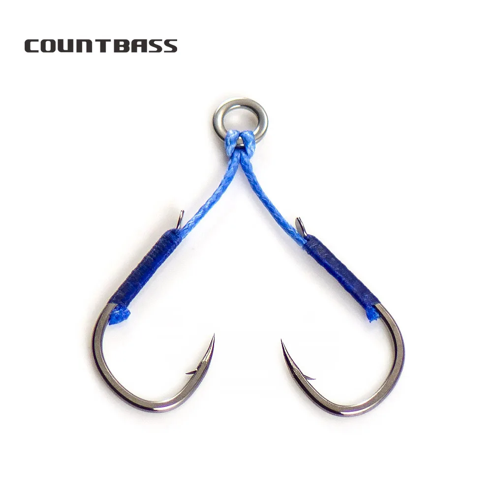 COUNTBASS 10pcs Casting Metal Jigs Assist Hooks with PE Line for any Jigging Lures Fish Hooks Terminal Fishing  Accessories