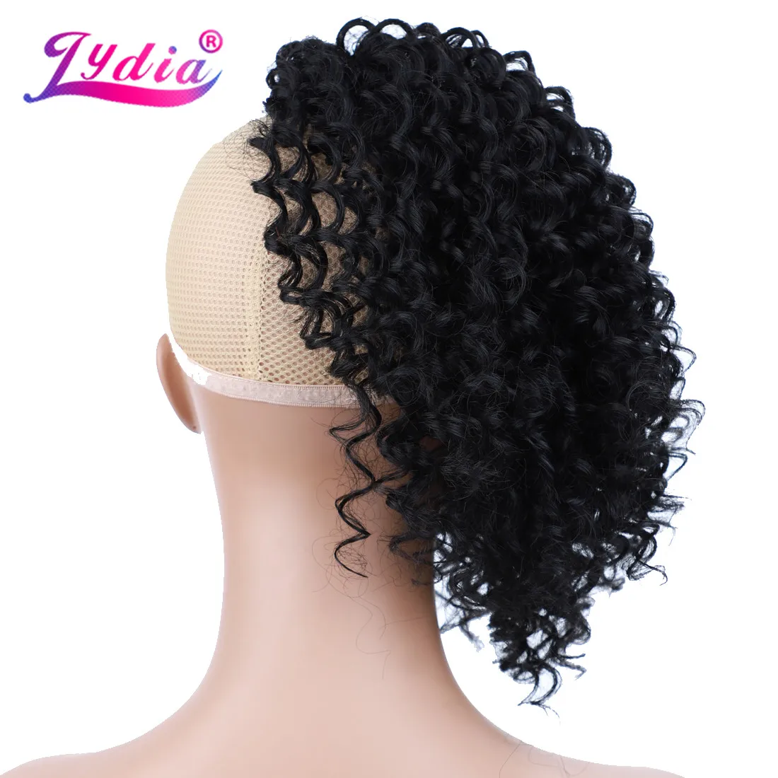 Lydia Synthetic High Puff Afro Kinky Curly Bang One-Side Part Chignon Clips in Hairpiece Extensions 110g/PCS For Ladies Daily