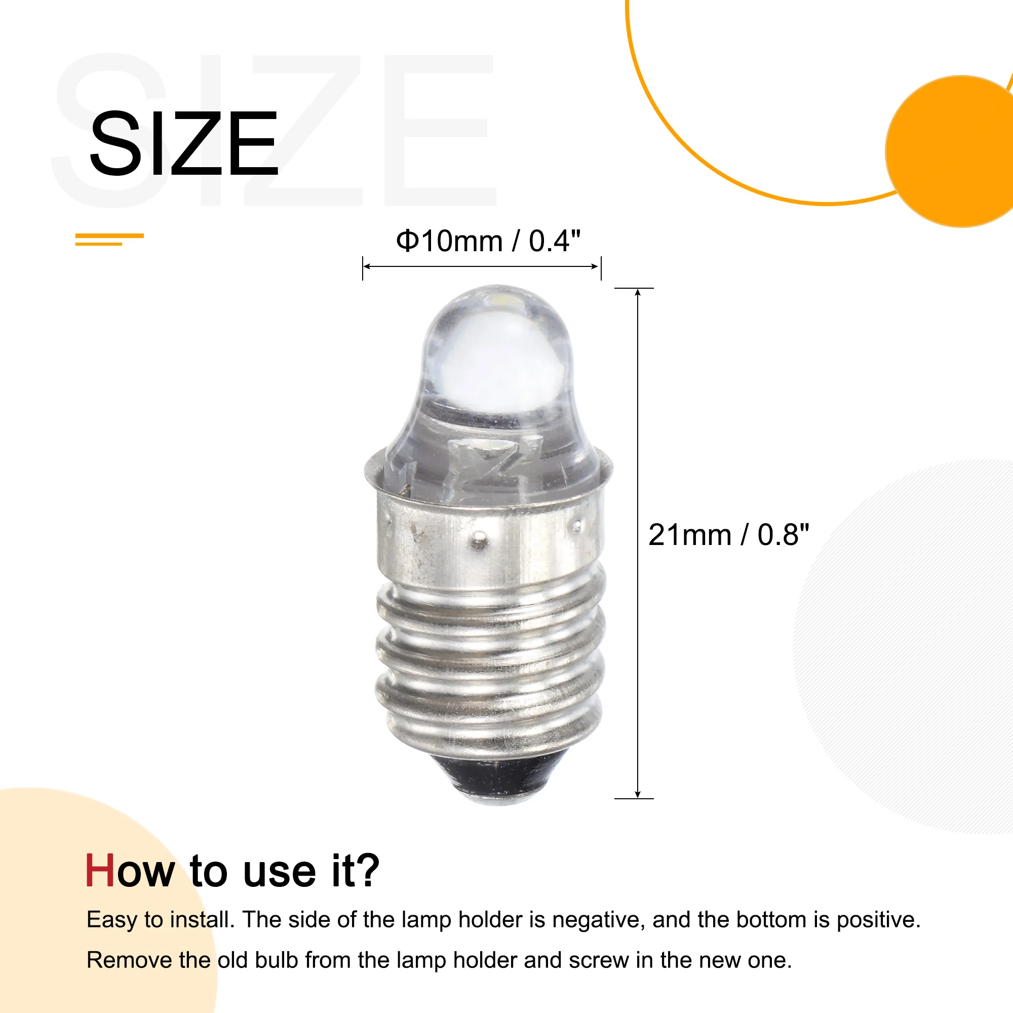 5Pcs E10 Screw Base LED Flashlight Bulbs DC 3V White Light Mini Lamps Miniature LED Bulb for Equipment Indicators Signal Lights