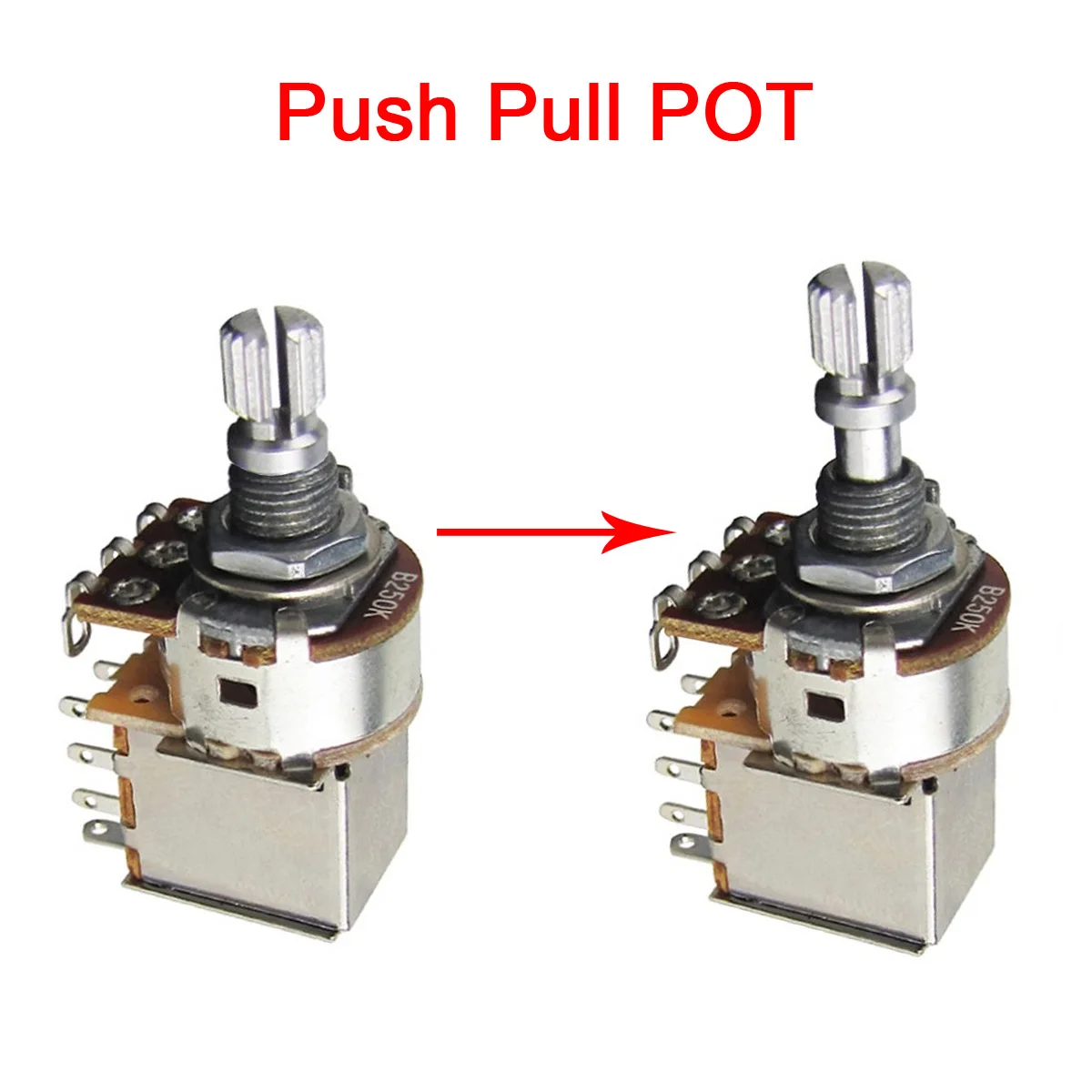 A250K B500K Push Pull Potentiometer 18MM Audio/Linear Guitar POTS Split Long Shaft Potentiometers Electric Guitar Accessories