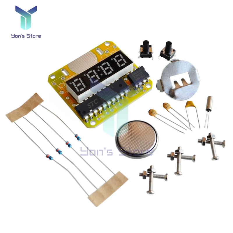 Digital Watch Electronic Clock DIY Kit Single-chip LED Digital Electronic Watches Clock Module LED With Transparent Cover