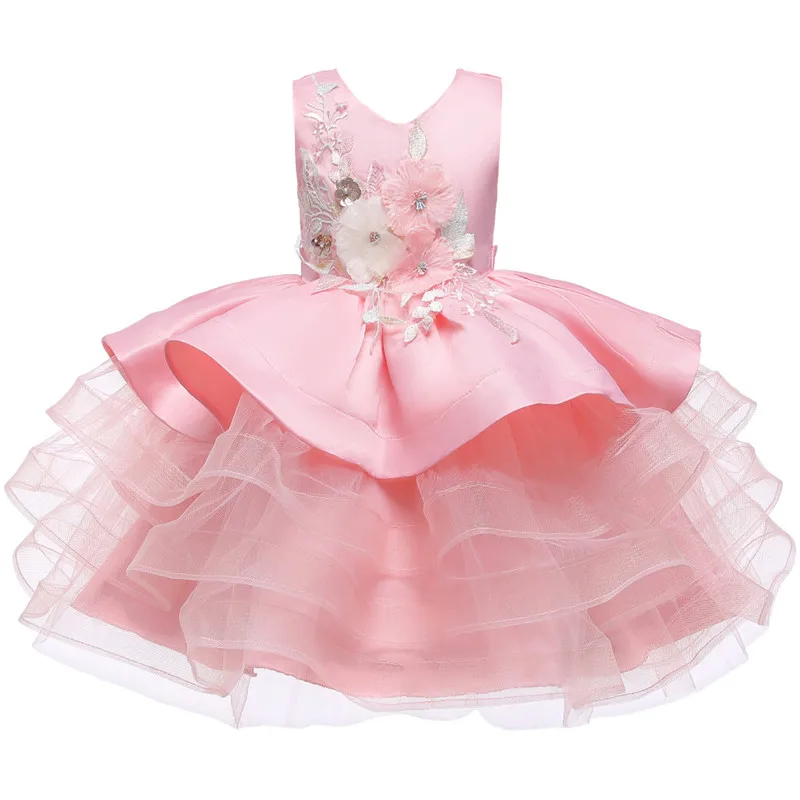 

1-8T Children's wedding dress girls princess Birthday party dresses multi-layer gauze tutu performance costume Kids clothing