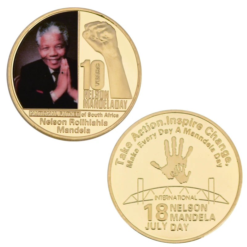 نيلسون Rolihlahla مانديلا الذهب المقتنيات العملات المعدنية مع صندوق رئيس أفريقيا الشهير التحدي عملة