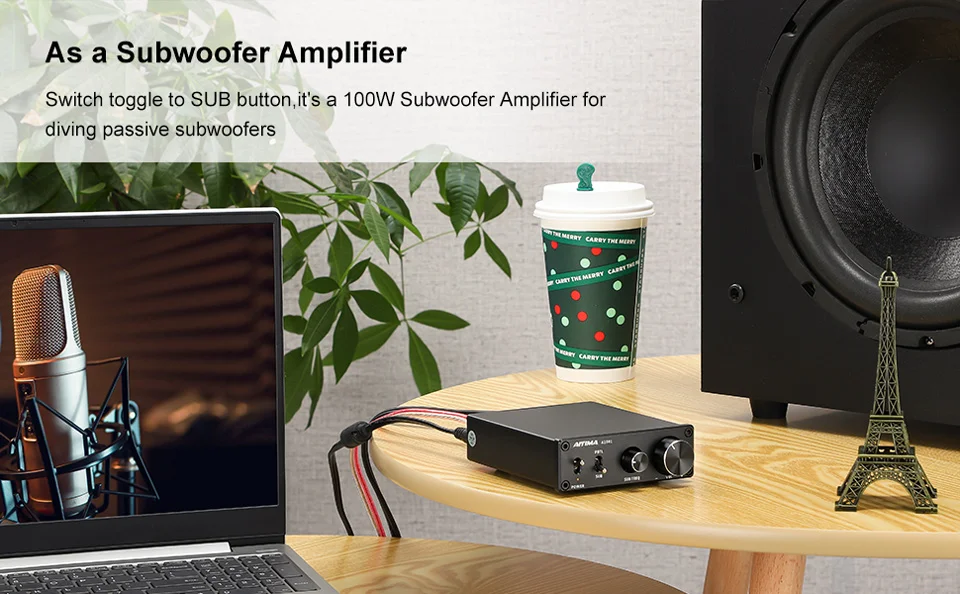 Aiyima Audio A1001 Subwoofer Verstärker 100W Mono Digital Sound Klasse D Home Amp Voll frequenz Leistungs verstärker – Detail 7