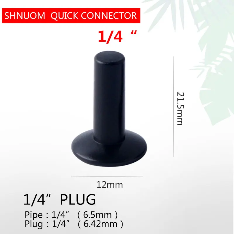 1/4" TUBE Hard horn Plug Bolt black blocking Quick Pipe  Rainforest spray Misting Nozzles System Coupling Adapters Water Filter