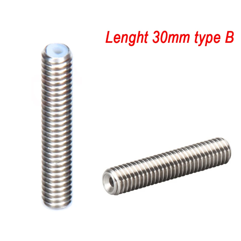 M6 Throat 26 mm 30 mm 40 mm Length with PTFE Tube Inside for MK8 1.75mm Filament Extruder RepRap 3D Printer Part