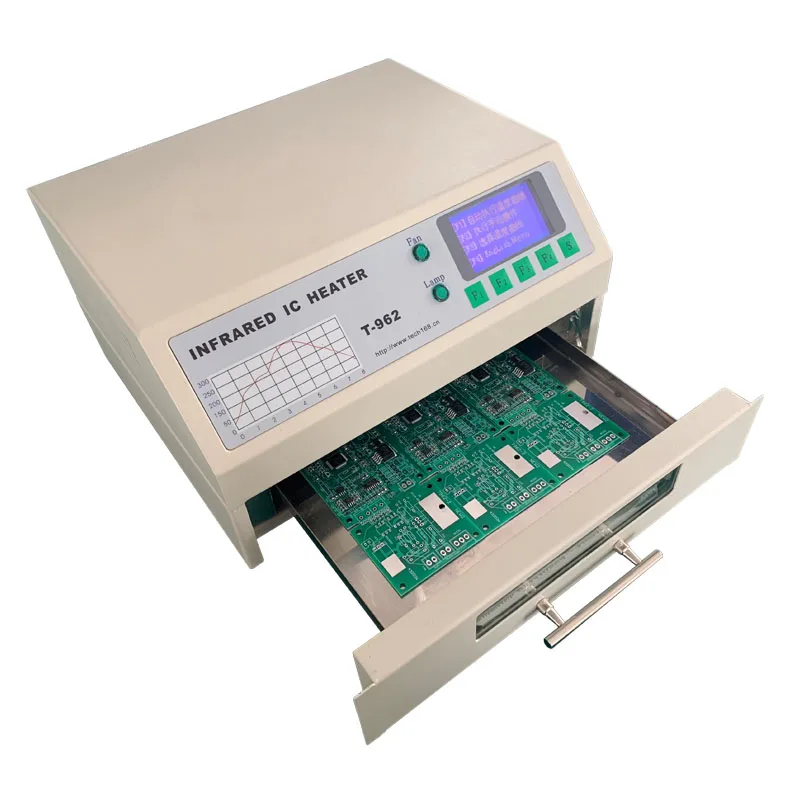 800w intelligent fully automatic reflow type small  PCB/Lamp bead,/double panel welding machine T-962