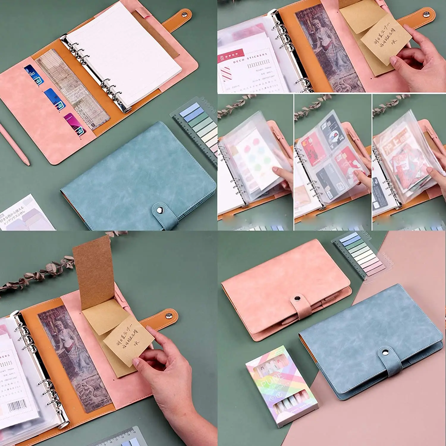 Imagem -06 - Couro Notebook Binder Recarregáveis Round Ring Binder Capa para Papel de Enchimento a5 Personal Planner Binder a5 Tamanho pu