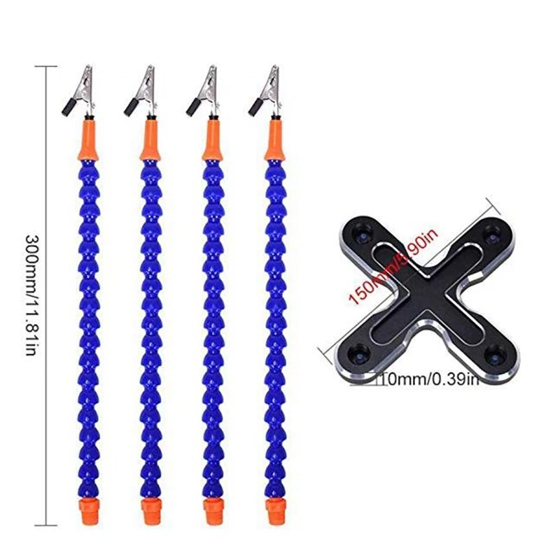 Diy Soldering Third Hand 4Pc Flexible Arms Welding Helping Stand Repair Holder Tool Multifunctional Metal Base Welding Soldering