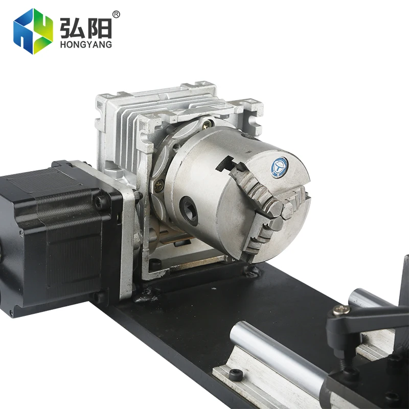 CNC Woodworking Milling Machine 3-Claw Rotating Shaft 80mm Chuck Turntable Four-Axis Worm Deceleration A-Axis CNC Indexing Head