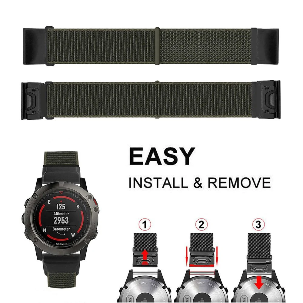 22mm 26mm Nylon armband für Garmin Fenix 6x Pro 6 Fenix 5 5x plus 3 3hr Vorläufer 935 945 d2 Bravo Schnell verschluss Smart Watch Band