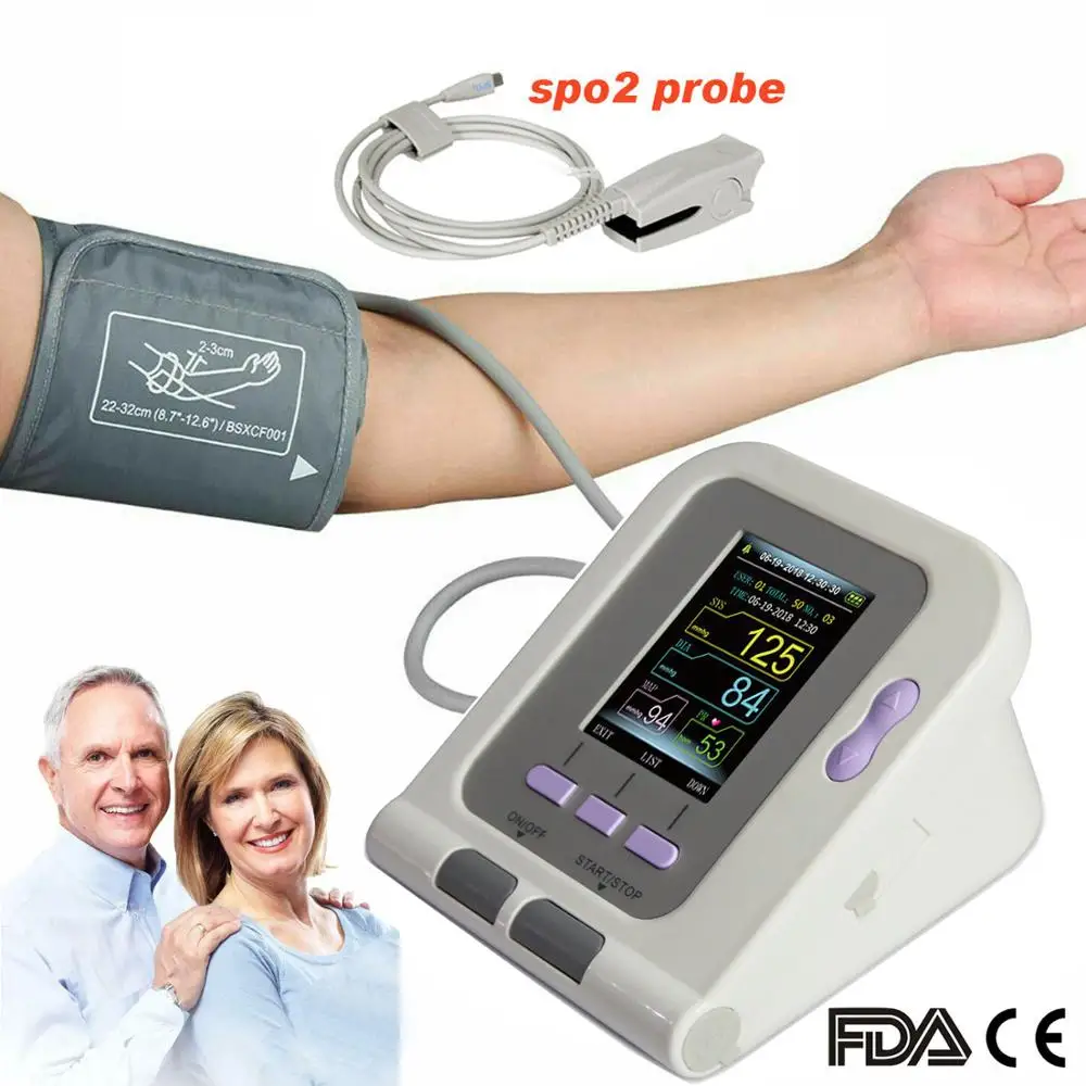 Blood Pressure Monitor Electronic Sphygmomanoter Heart Rate Pulse measurement tool BP Meter +SPO2 Probe bp monitor