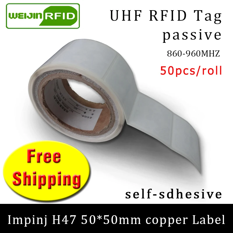 RFID-метка UHF наклейка Impinj H47 медная этикетка для печати 860-960 МГц EPC 6C 50 шт. Бесплатная доставка клейкая пассивная RFID-этикетка