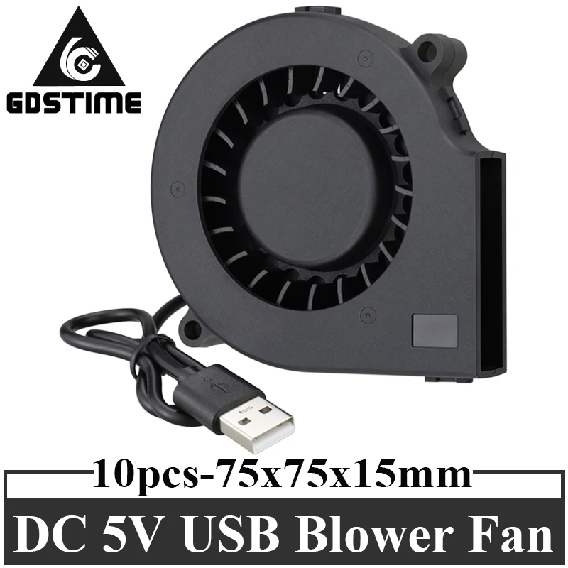 

10 pcs/lot Gdstime 7cm 5V USB Brushless DC Cooling Blower Fan 75mm 7515S 75x15mm Centrifugal Fans