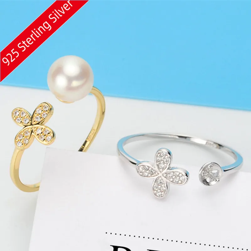 Free Shipping Wholesale 925 Sterling Silver Pearl Ring Accessories Types Creative Ring for Women DIY Pearl jewelry Gifts 2019J00