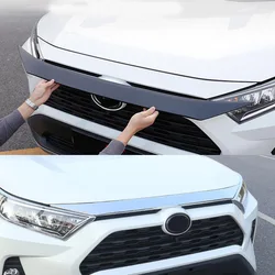 Hood trim for Toyota 2020 RAV4 Stainless steel Bonnet Bug Shields Carbon fiber pattern Decorative strip bonnet hood cover