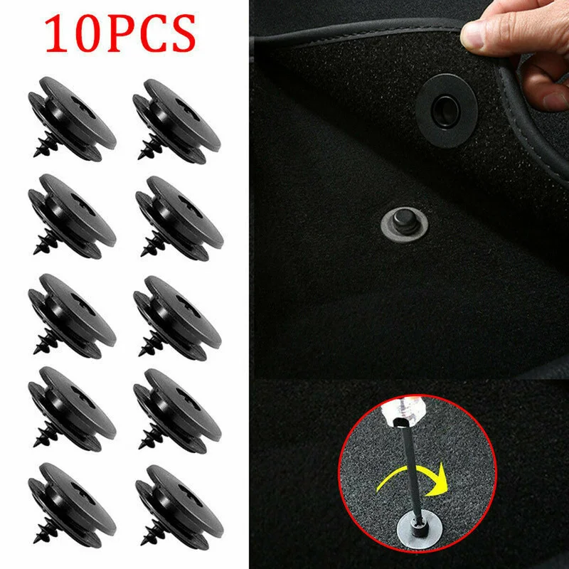 

10pcs Universal Auto Car Mat Carpet Clip Fixing Grips Clamps Floor Holders Sleeves Premium Kits Black Car Interior Accessories