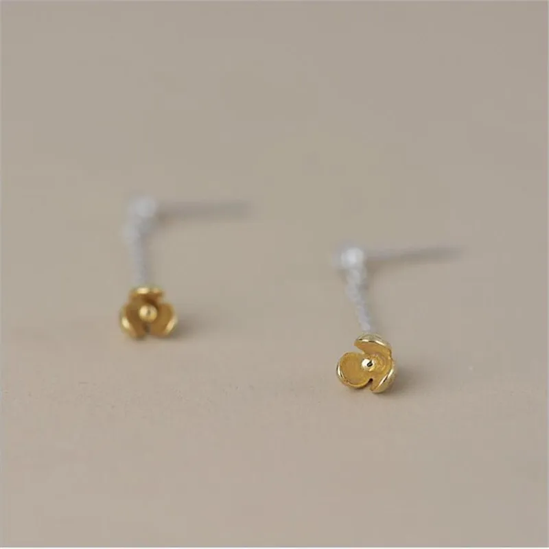 New Fashion Personality Hanging Golden 925 Sterling Silver Jewelry Sweet Temperament Turmeric Flower Dangle Earrings E109
