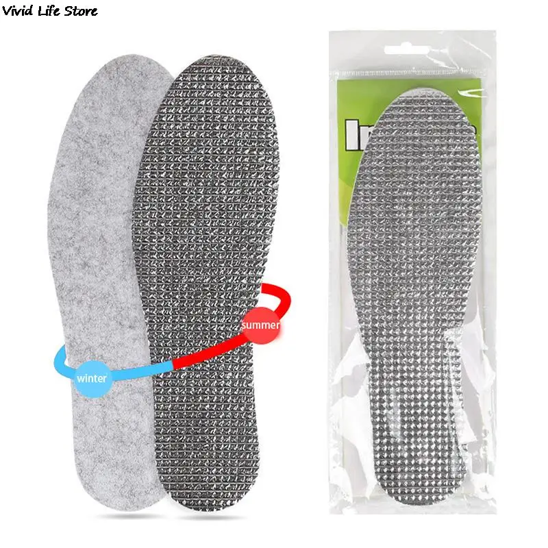 Felt Aluminum Foil Insoles Winter Warm Summer Cool Waterproof Wool Shoe Pads for Men Women Comfortable Insert Soles Dropshipping