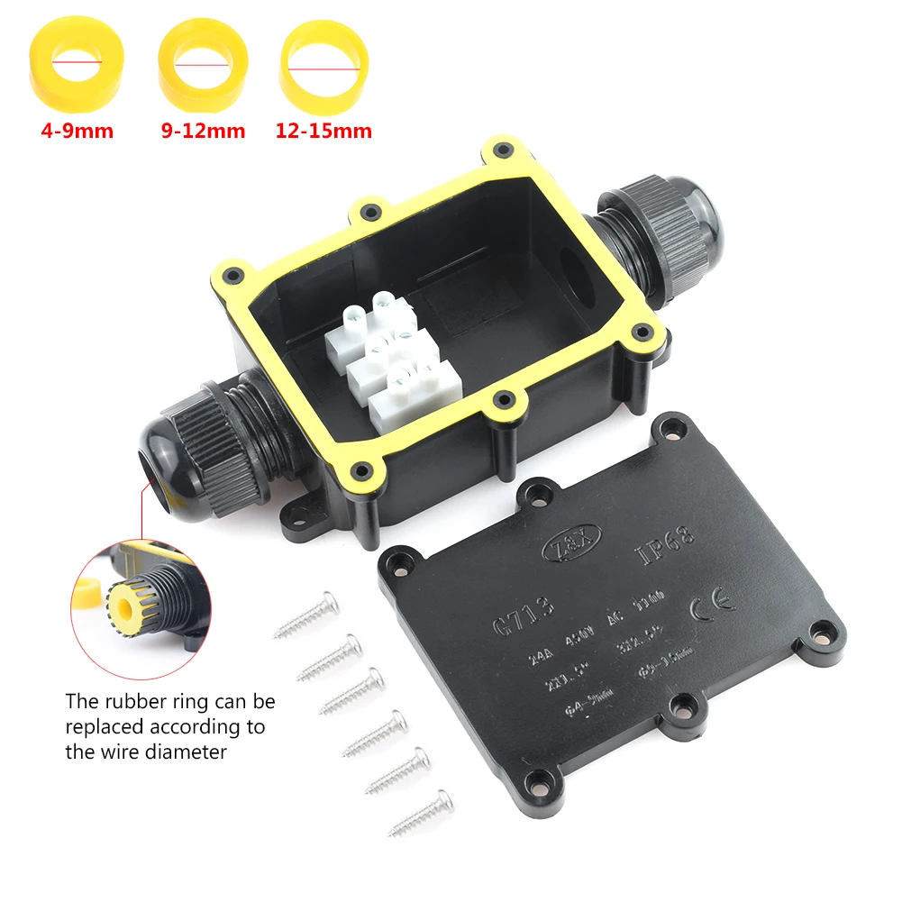 IP68 Waterproof Junction Box Electrical 2/3/4/5/6 Way Enclosure Block Cable Connecting Line Protection for Wiring Accessories