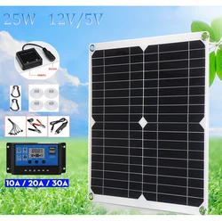 5v 18V solar panel 25w 50w battery 12 volt portable monocrystalline cell solar plate usb charger mobile car battery RV