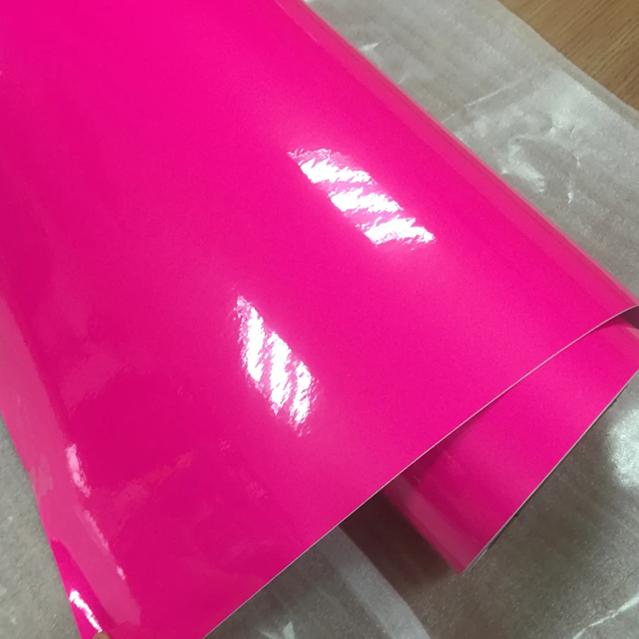 50cm*2/3/5m Premium Gloss Fluorescent yellow Car Vinyl film Body Sticker Car Wrap With Air Free Bubble For Vehiche Motorcycle