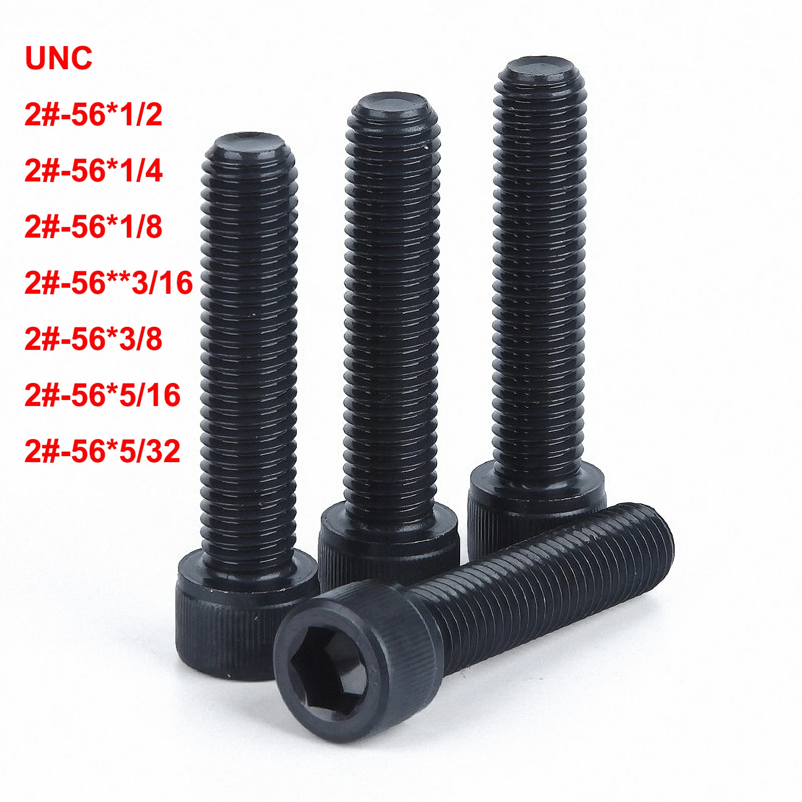 

20pcs UNC Coarse Thread 2#-56*1/8 5/32 3/16 1/4 5/16 3/8 1/2 Length Hex Socket Cup Head Screw Allen Bolt 12.9 Grade Carbon Steel