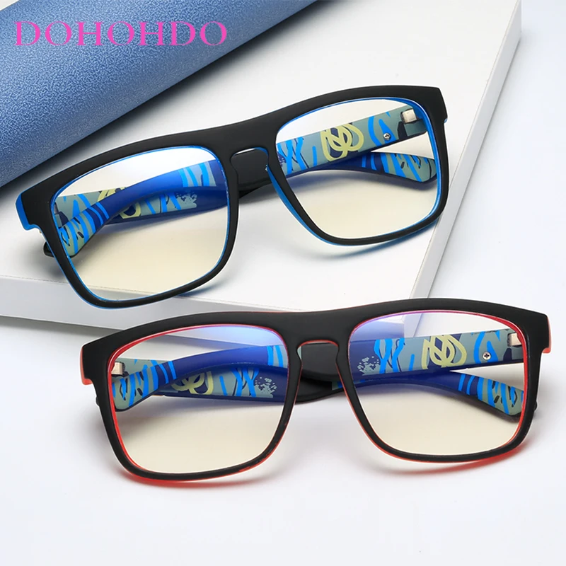 DOHOHDO-gafas con montura Anti luz azul para hombre y mujer, lentes transparentes negras para juegos de ordenador, UV400