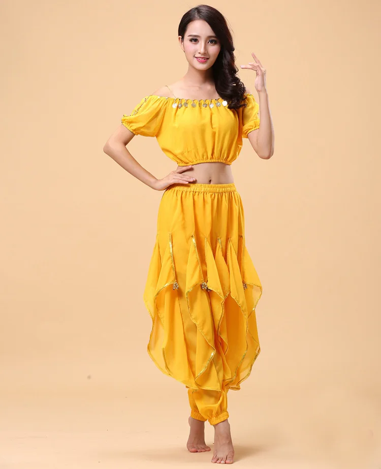 Damski strój do tańca brzucha dla dorosłych, indyjskie kostiumy taneczne na występy sceniczne, top/bluzka do tańca brzucha + spodnie