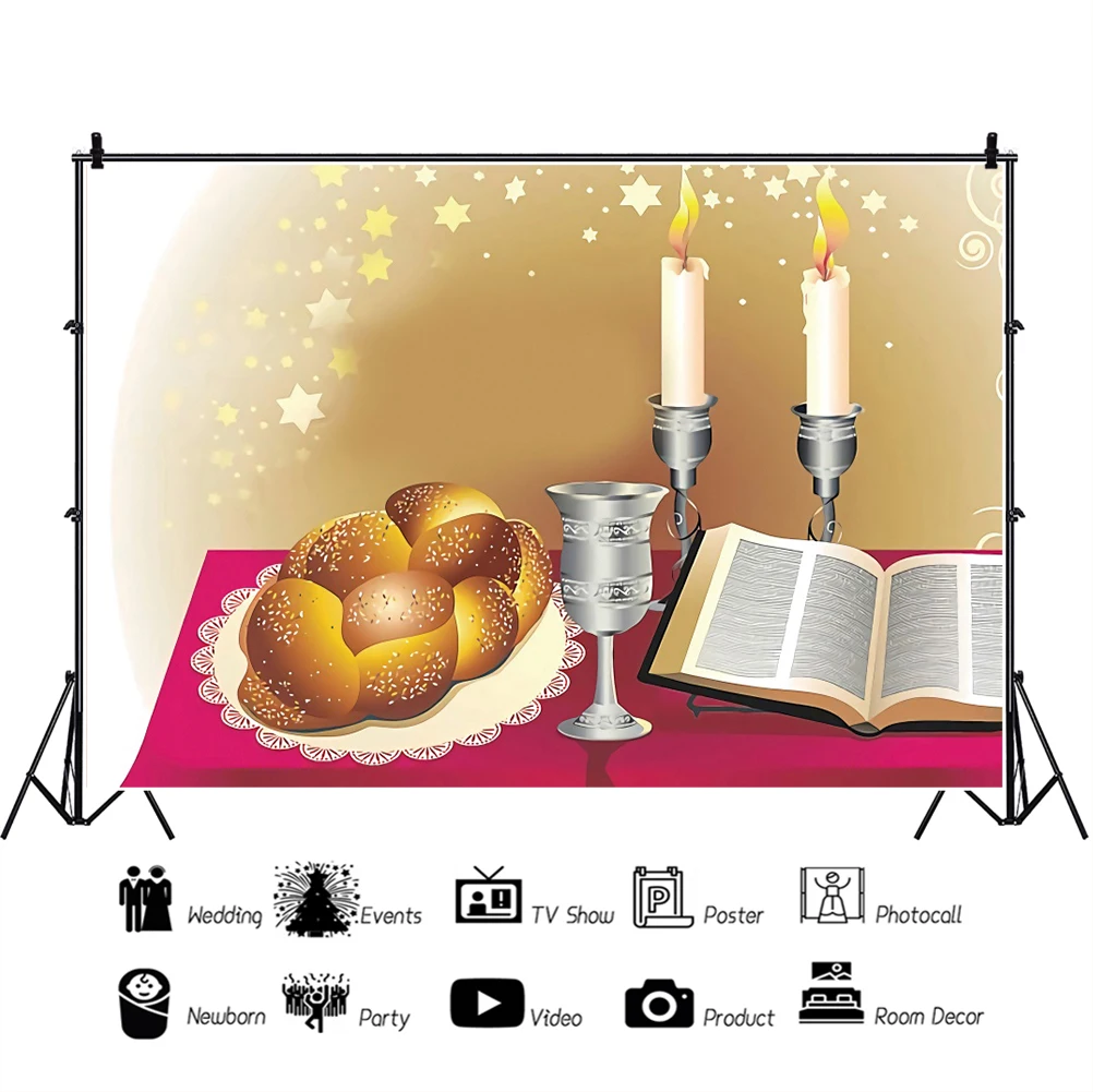 Jewish Photo Backdrop Sabbath Bread Candle Photography Background Living Room Decor Family Portrait Photocall Studio Photophone