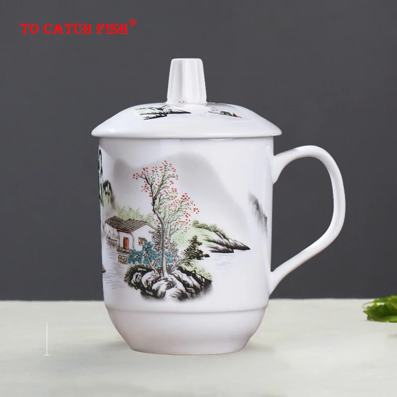 Chinese style Ceramic Cup,Personality Retro Milk Juice Lemon Mug Coffee Tea Cup Home Office Drinkware Unique Gift