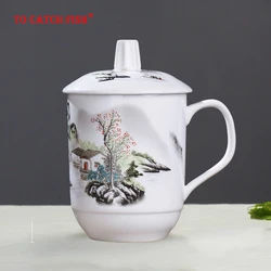 Chinese style Ceramic Cup,Personality Retro Milk Juice Lemon Mug Coffee Tea Cup Home Office Drinkware Unique Gift