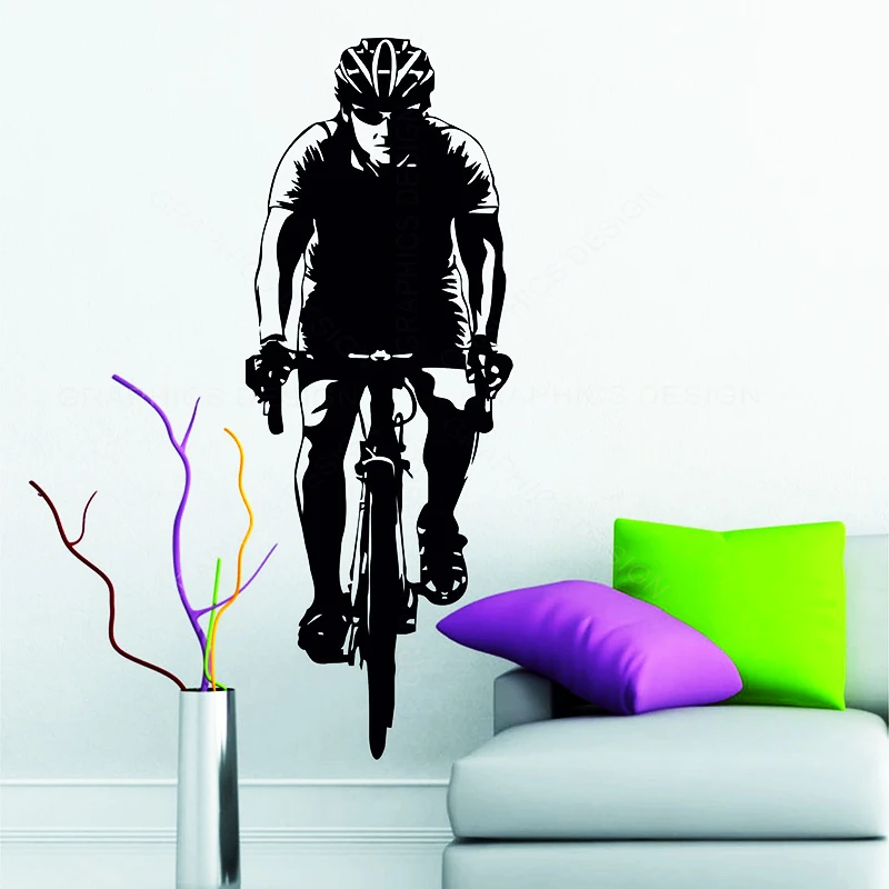 

Bike Cyclist Bicycling Sports Gym Wall Art Stickers Decals Vinyl Mountain Bike Extreme Sports Art Decals Murals E125