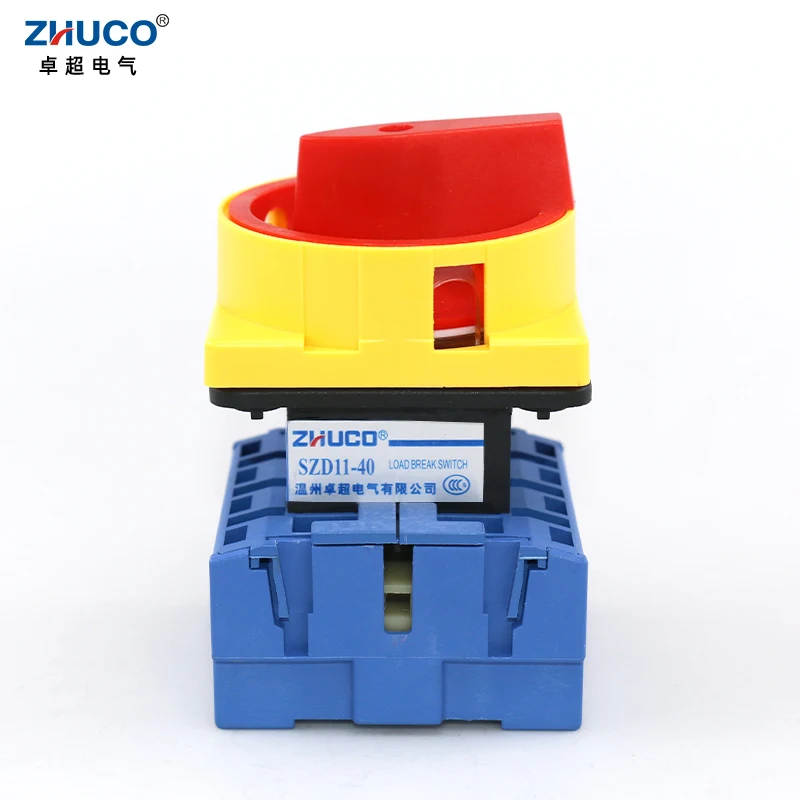 

ZHUCO SZD11-40/400010 40Amp 4 Poles ON-OFF 2 Positions Isolator Load Break Disconnect Universal Power Cut Off Padlock Switch