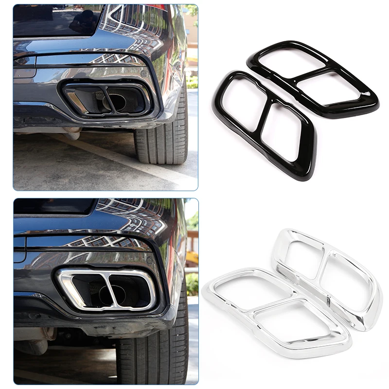 

Glossy Black Chrome For BMW X5 G05 X7 G07 2019 Model Stainless Steel Car Exhaust Pipe Cover Trim Accessories