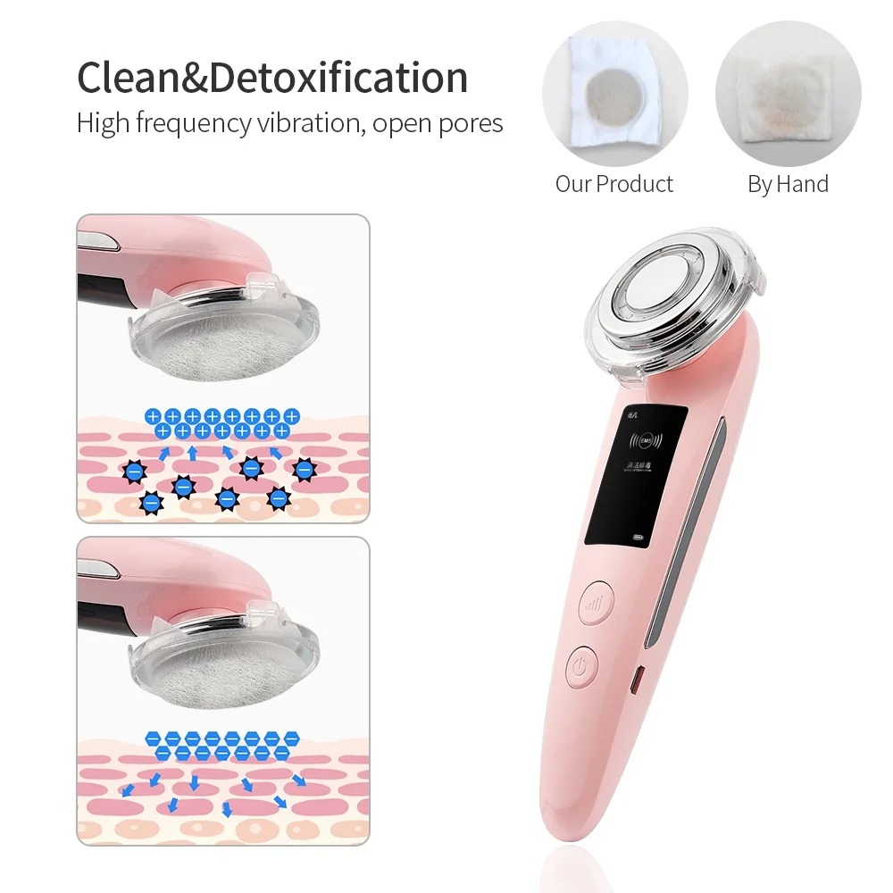 RF Facial Lifting Machine High Frequency Vibration Massager Ion Deep Cleaning Device Heating Therapy Red Blue Photon Care Tools