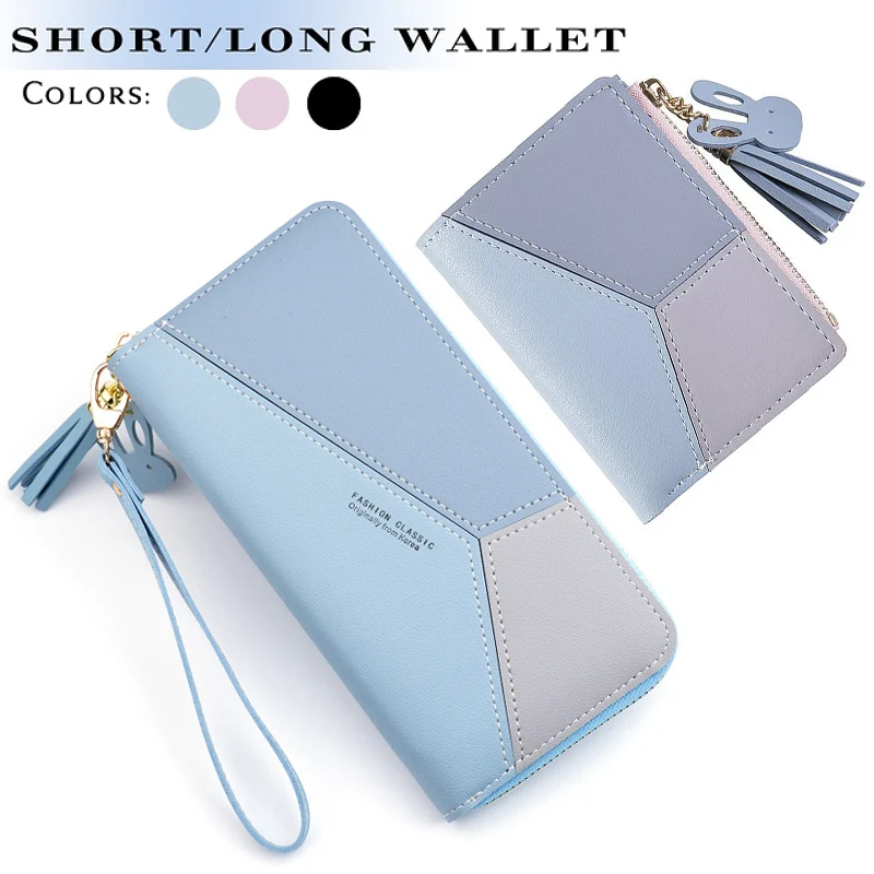 Fashion Wallets Zipper Coin Purse Lady Long Short Purses Handbags Women Clutch Cards Holder PU Leather Moneybag Billfold Wallet