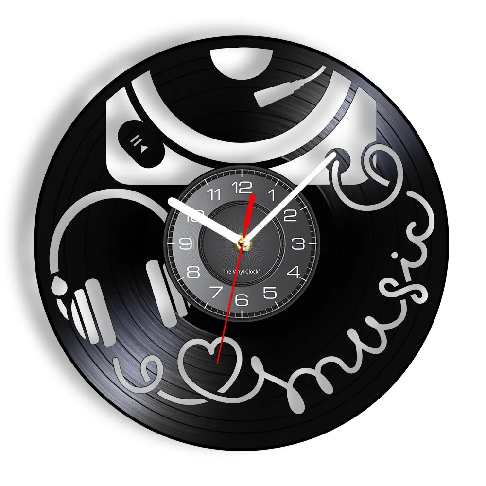 Long-Playing Headphone Turntable Vinyl Record Wall Clock Music AirVinyl Record Retro Pop Art Longplay Player Silent Home Decor