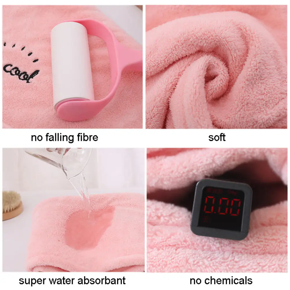 Microfiber Hair Drying Towel Super Absorbent Instant Hair Dry Wrap with Button Anti Frizz Soft Bath Shower Cap Head Towel