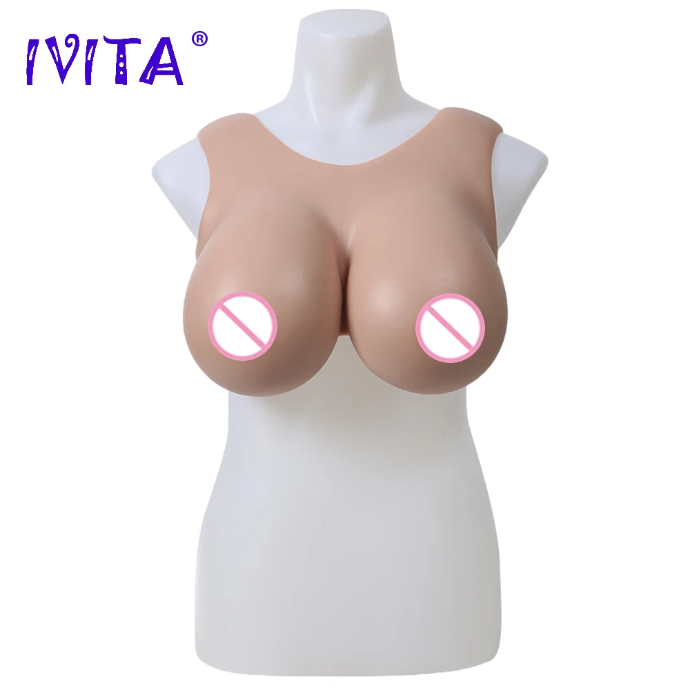 IVITA Artificial Silicone Breast Form 2 Colors Choices Fake Boobs K Cup for Crossdresser Transgender Drag Queen Shemale Cosplay