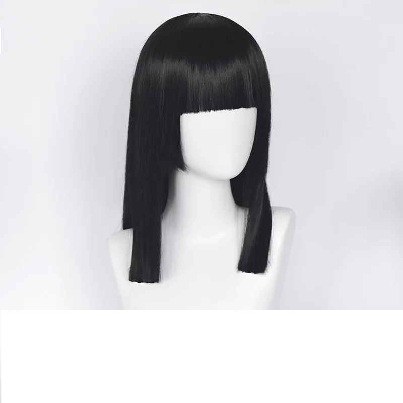 Парик Nanno из сериала «Девушка из ниоткуда», длиной 45 см, прямой черный парик, термостойкие синтетические волосы, реквизит для косплея + бесплатная шапочка для парика